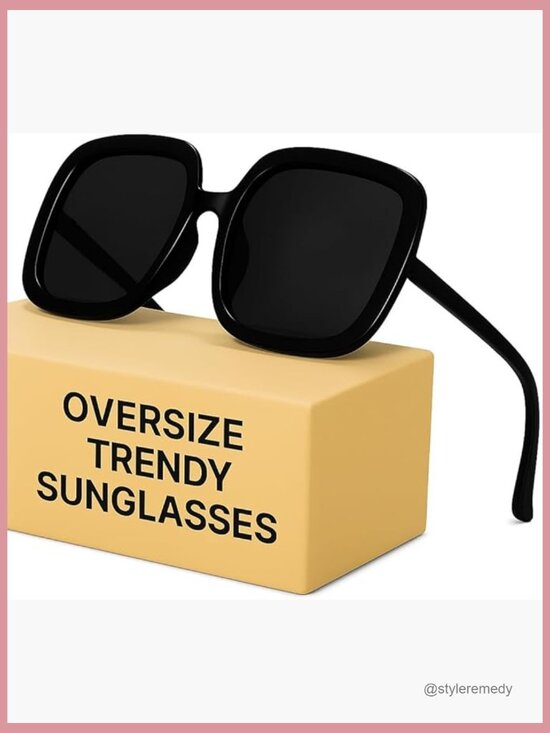 Oversized Polarized Sunglasses, Retro Aviator Frames, UV400 Protection